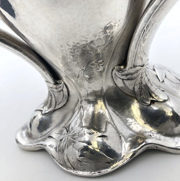 Gorham 0.9584 Silver Martelé Three-Handled Vase in Art Nouveau Style