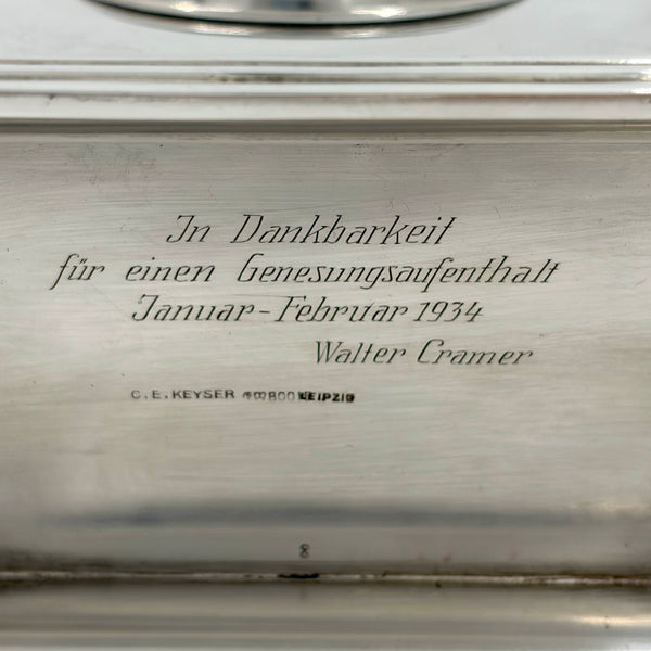CE Keyser German Continental Silver Desk / Mantel Clock from Early 20th Century
