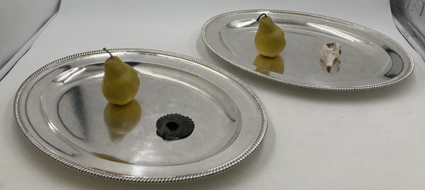 Pair of Robert Garrard I English Sterling Silver Meat Platters or Trays from 1803 (Georgian Era)