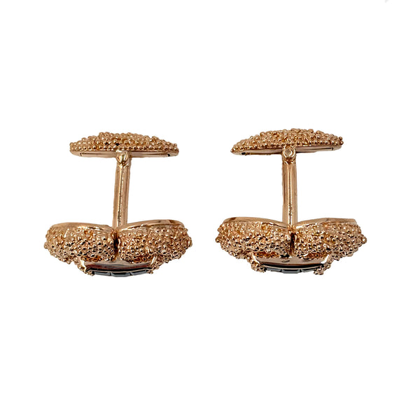 Cartier Textured Rose Gold & Sapphire Interlocking Cufflinks