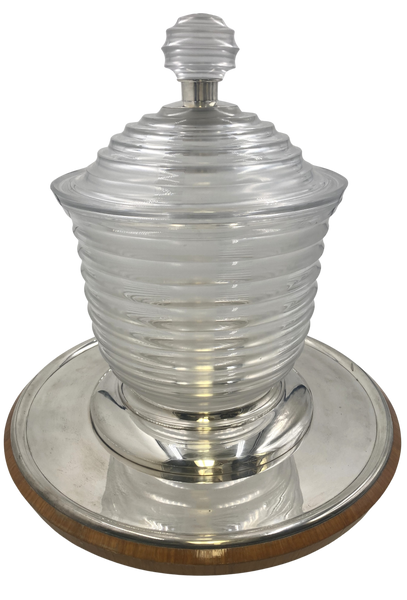 Wilhelm von Eiff Glass Punch Bowl/ Wine Cooler on Silver Wooden Mount in Art Deco Style