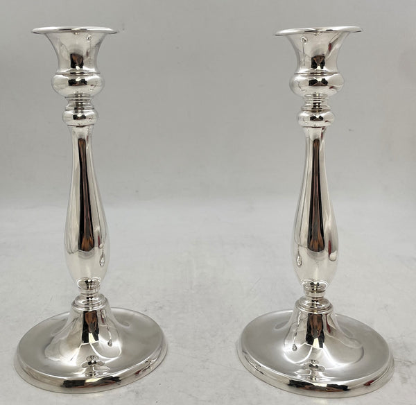 Pair of Tiffany & Co. Sterling Silver Italian Candlesticks in Mid-Century Modern Style