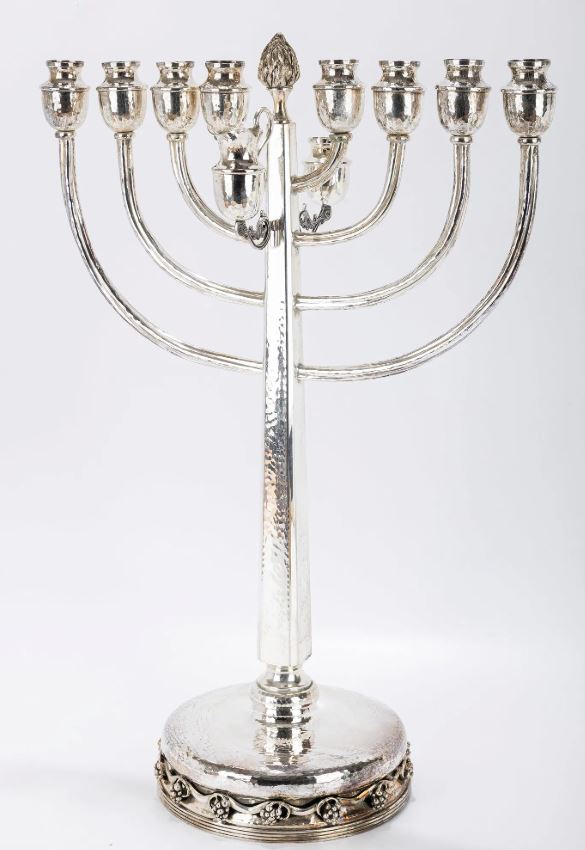 Georg Jensen Style Sterling Silver Unique Hammered Menorah