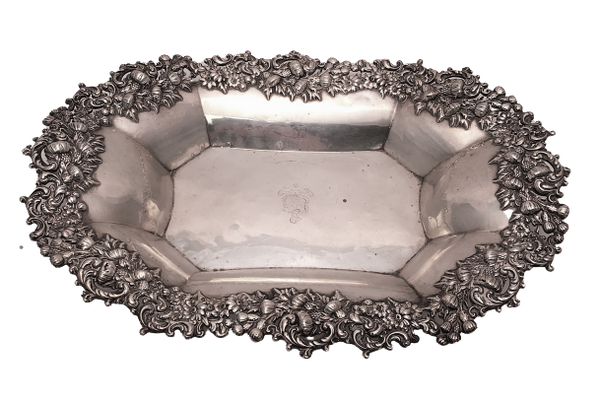 Sterling Silver Floral Bread Dish