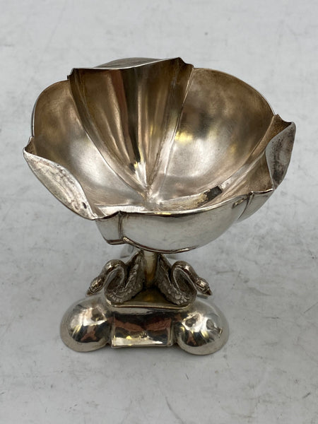 Pair of 19th c. Continental Silver Swan-Decorated Dishes