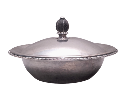 Georg Jensen Sterling Silver Covered Dish Bowl in Rope Pattern 290A
