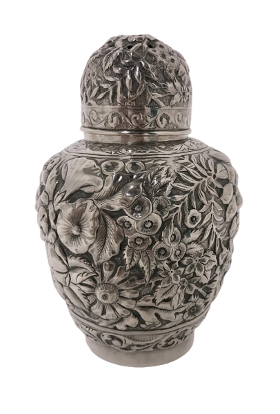 Sterling Silver Besamim Case in Repousse by Bhecht and Cartl