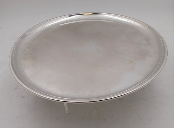 Swedish Hammered Silver Serving Platter/ Bar Tray in Mid-Century Modern Style