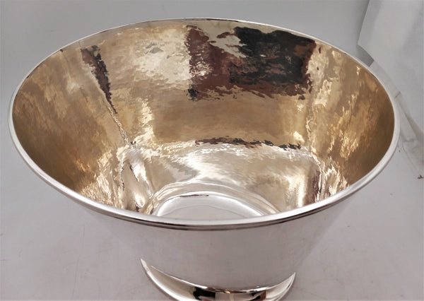 Monumental Sterling Silver Hand Hammered Italian Wine Cooler in Mid-Century Modern Style