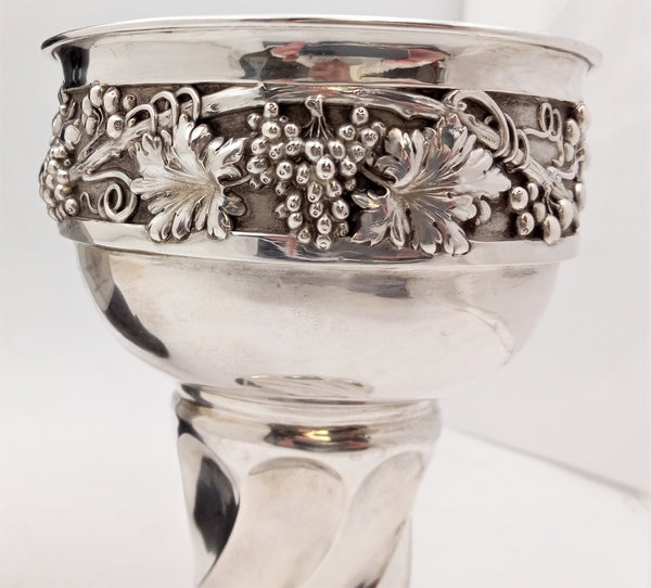 Deyhle German Continental Silver Monumental Goblet with Grape Motif