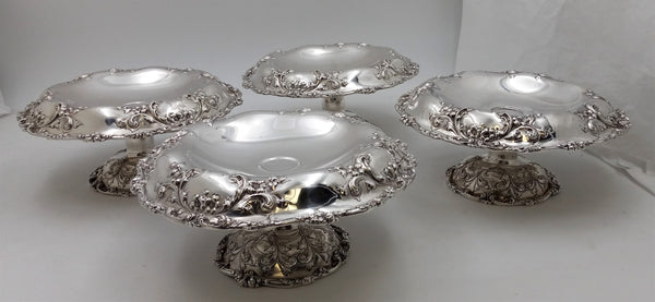 J.E. Caldwell & Co. Sterling Silver Art Nouveau Set of 4 Compote Dishes