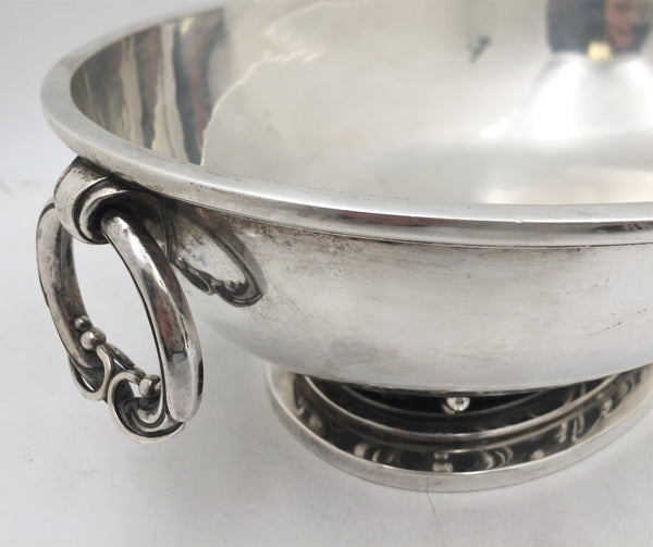 Heimburger Danish Silver Hammered Centerpiece Bowl in Mid-Century Modern Jensen Style
