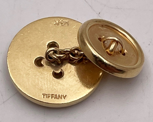 Tiffany & Co. 14K Yellow Gold Button-Shaped Pair of Cufflinks