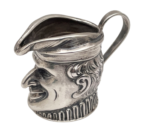 New Orleans Silversmiths Human Long Nosed Sterling Silver Creamer / Toby Jug