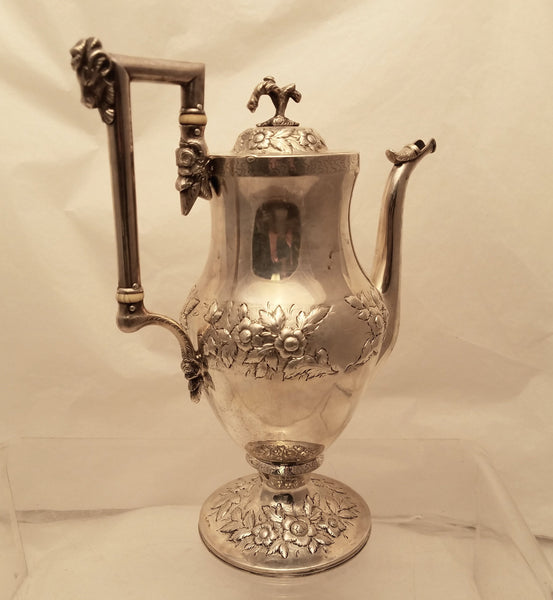 Kirk Antique Coin Silver Coffee / Tea Pot in Repousse Pattern