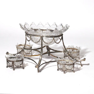 George III 5-Piece Silver and Cut Glass Epergne