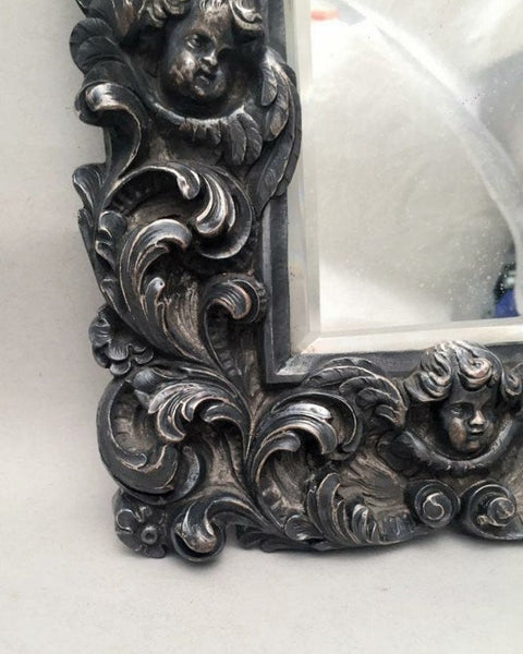 Silver Decorative Mirror With Cherubs